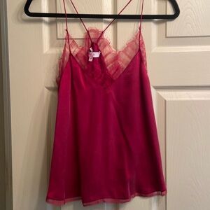 IRO silk lace trim cami deep red size 34.
